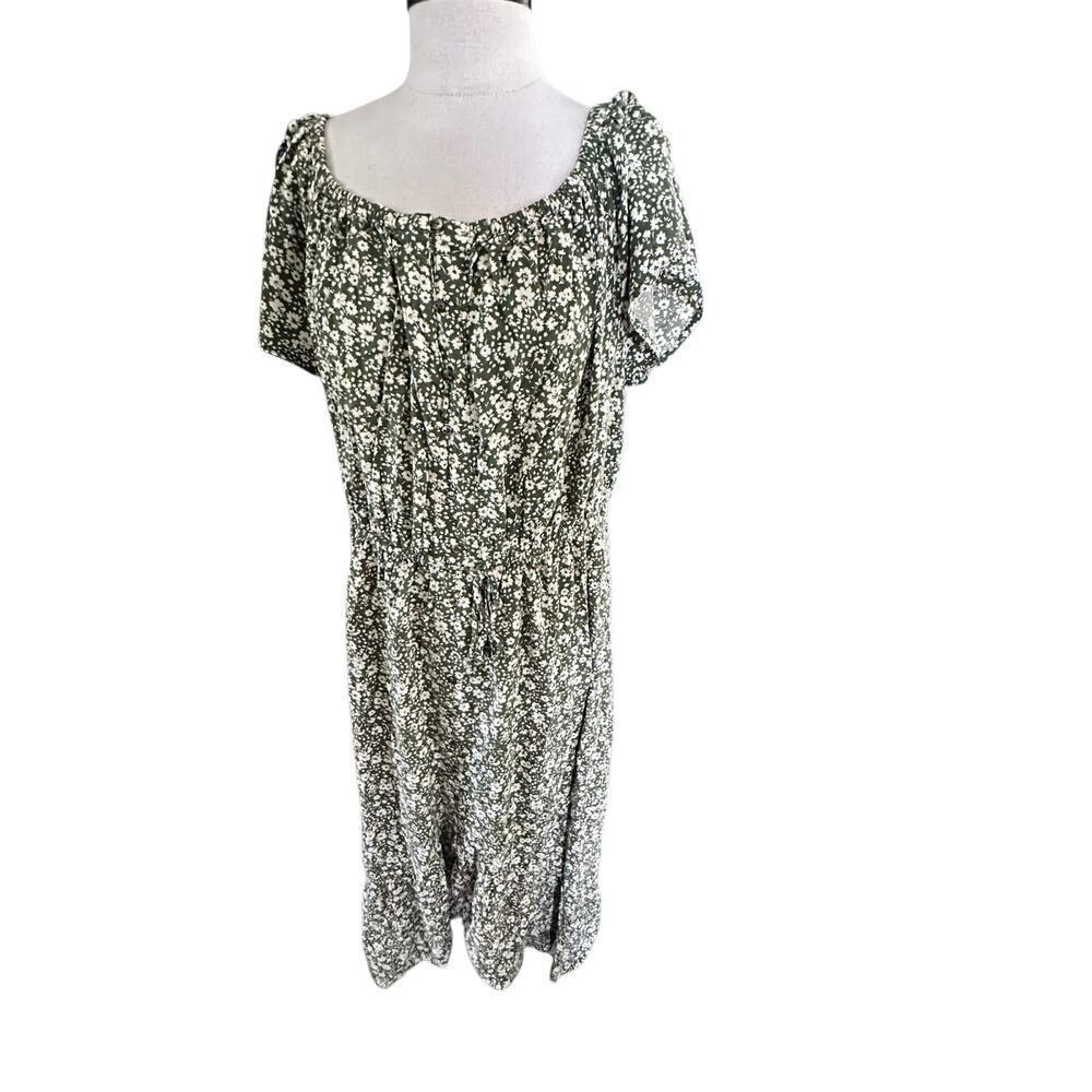 Indigo Rose Women's Green Floral Print Short Sleeves Maxi Dress Size 3x